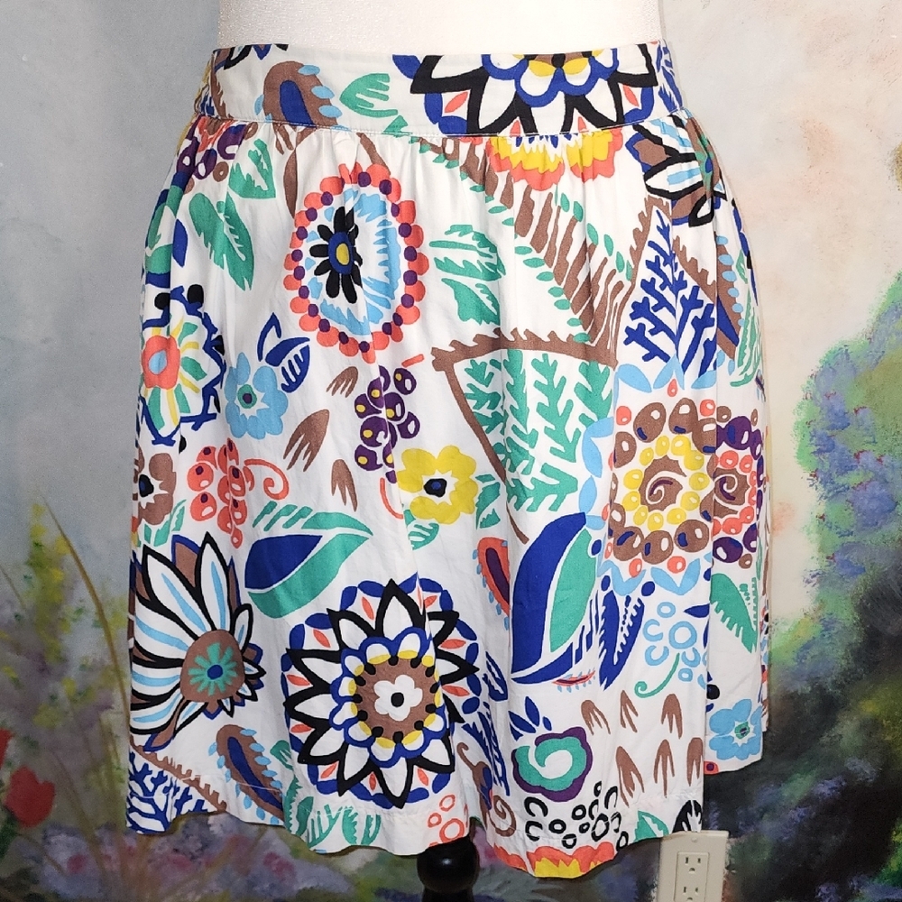 Boden Multi Color Floral A-line Pleated Skirt